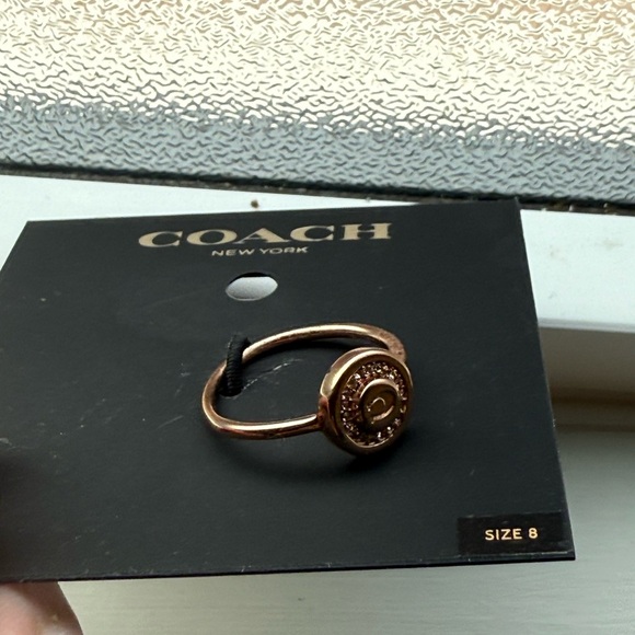 Coach Ring Size 8 Rose Gold C Logo Signature Jewelry - Picture 2 of 3